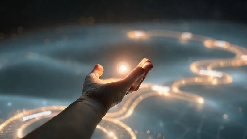 A photorealistic image of a winding, glowing digital path (representing a customer journey) with several nodes labeled 'Engagement', 'Value', 'Retention'. A human hand (representing an affiliate) is gently guiding a small light orb along the path. The background is a soft, ethereal digital landscape. Cinematic lighting, sharp focus on the path and hand, depth of field, 8K hyper-detailed, professional photography, shot on a high-end DSLR.