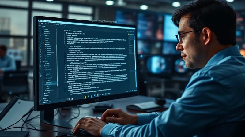 A photorealistic image of a journalist working on a computer screen, with holographic data overlays showing natural language processing analysis in action, highlighting suspicious phrases and cross-referencing facts. Cinematic lighting, sharp focus on the screen and journalist's thoughtful expression, depth of field blurring the newsroom background, 8K hyper-detailed.