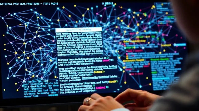 A photorealistic, professional photography of a complex neural network diagram overlaid on a screen displaying news articles, with keywords highlighted in different colors indicating sentiment and entity recognition. Cinematic lighting, sharp focus on the screen, depth of field blurring a journalist's hands typing in the foreground, 8K hyper-detailed.