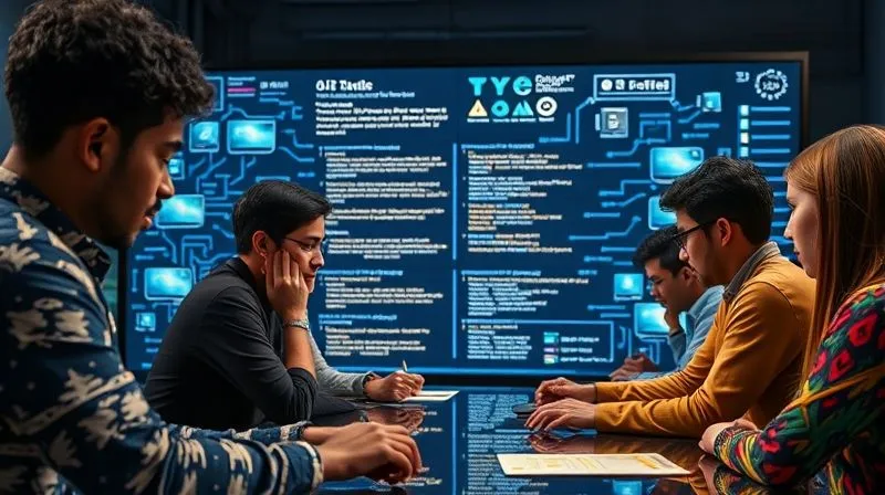 Photorealistic image of a diverse team of content creators collaborating with an AI interface that is generating text, images, and video ideas on a large screen, professional photography, 8K, cinematic lighting, sharp focus, depth of field, shot on a high-end DSLR.