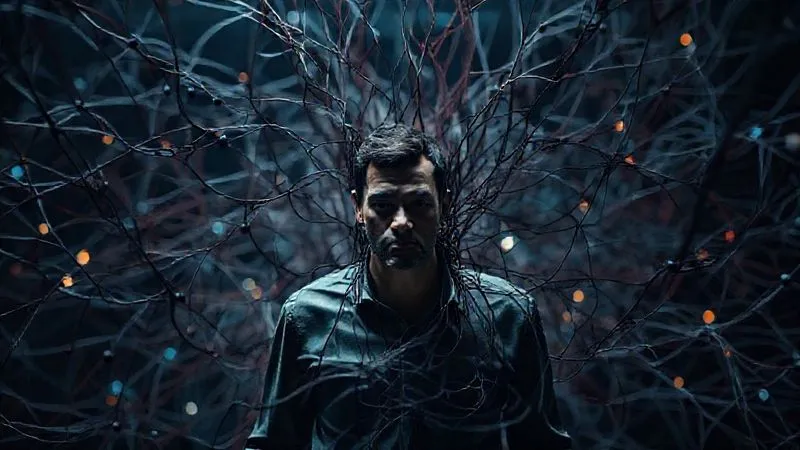 A photorealistic, professional photography, 8K image showing a complex web of interconnected problems, with a central figure (representing a digital agency) trying to untangle the threads, cinematic lighting, sharp focus on the complexity, depth of field. The overall tone should be serious and problem-solving oriented.