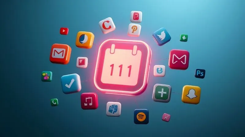 A photorealistic image of several diverse apps and software icons floating around a central, glowing digital calendar icon, representing integration and a comprehensive solution. Clean, modern interface, cinematic lighting, sharp focus on the icons, 8K hyper-detailed.