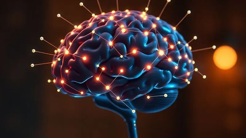 A photorealistic image of a student's brain glowing with neural connections, representing memory recall and retention. Digital lines connect different knowledge clusters, illustrating spaced repetition. Cinematic lighting, sharp focus, 8K, professional photography, shot on a high-end DSLR.