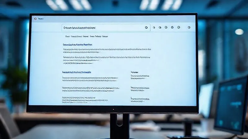 A photorealistic image of a search engine results page (SERP) on a high-resolution monitor, with a prominent 'Featured Snippet' box at the top, displaying a concise answer from a tech news portal. Below it, 'People Also Ask' questions and various search results are visible. The screen is bathed in a soft, intelligent blue light, sharp focus on the snippet, depth of field blurring the background office environment, 8K hyper-detailed, shot on a high-end DSLR.