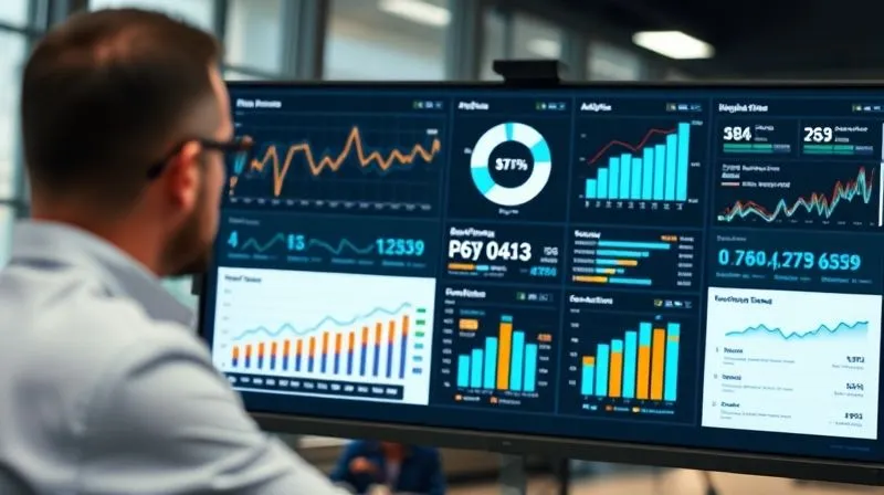 A photorealistic image of a modern, clean analytics dashboard displayed on a large monitor, showing various charts and graphs representing patient acquisition, website traffic, conversion rates, and reputation scores. The data is clear and actionable. Cinematic lighting, sharp focus on the dashboard, with a blurred background of a thoughtful professional analyzing the data. 8K hyper-detailed, depth of field, shot on a high-end DSLR.