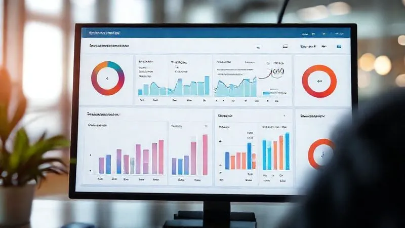 A photorealistic image of a digital dashboard displaying various metrics related to lead nurturing funnels, with graphs showing conversion rates, engagement levels, and lead scores. The interface is clean and modern, with data points highlighting successful lead progression. Professional photography, 8K, cinematic lighting, sharp focus on the dashboard, depth of field blurring the background, shot on a high-end DSLR.
