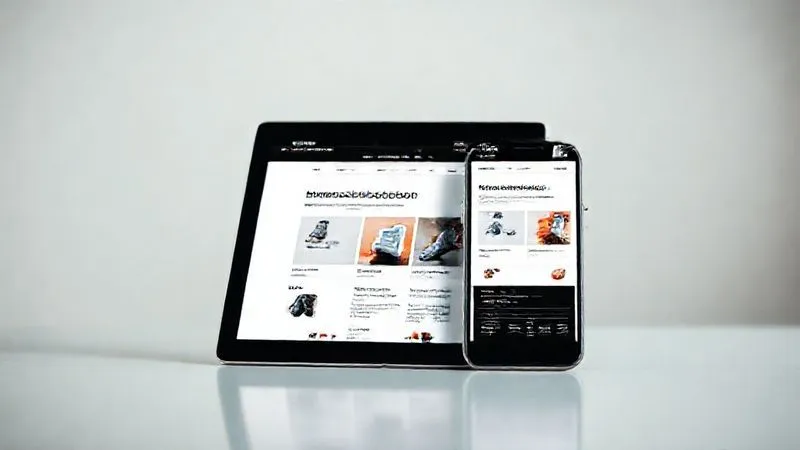 A photorealistic image of a sleek, modern tablet and smartphone side-by-side, both displaying the same beautifully designed product landing page, highlighting responsive design. Cinematic lighting, sharp focus on screens, depth of field blurring a minimalistic background. 8K hyper-detailed, shot on a high-end DSLR.