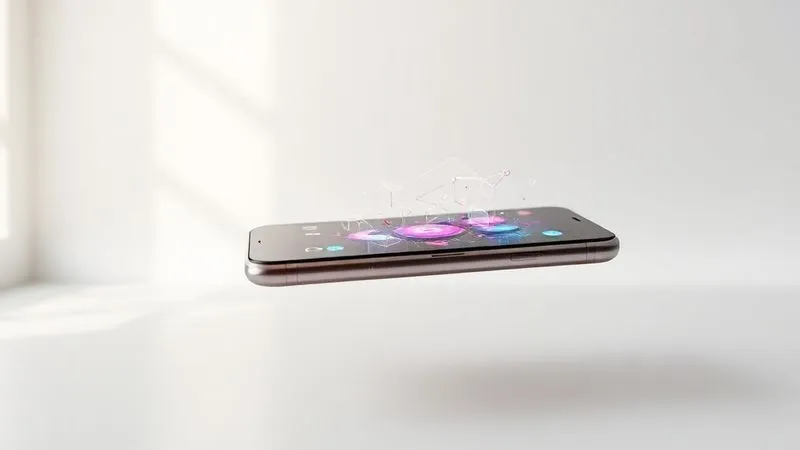 Photorealistic 3D rendering of a modern, sleek mobile application mockup displayed on a floating, subtly rotating smartphone, with holographic UI elements extending from the screen. The background is a clean, minimalist studio setting with soft, cinematic lighting, sharp focus on the phone and UI, depth of field blurring the background, 8K hyper-detailed, professional photography, shot on a high-end DSLR, conveying innovation and high-tech elegance.
