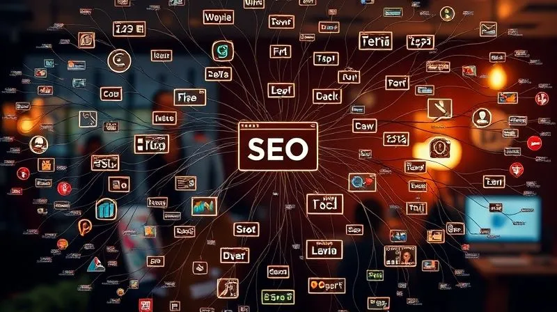 A photorealistic image of a detailed mind map with intertwined branches representing website planning, SEO strategies, and performance metrics, all illuminated by a soft, analytical glow. Cinematic lighting, sharp focus on the central nodes, depth of field blurring a brainstorming session in the background, 8K hyper-detailed, professional photography, shot on a high-end DSLR.