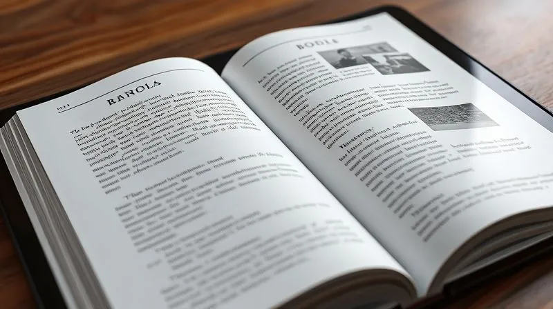 A photorealistic close-up of an open digital e-book on a tablet, showcasing a clean and modern layout with elegant typography, well-placed imagery, and ample white space. The screen reflects a subtle cinematic light, emphasizing readability and professional design. 8K hyper-detailed, professional photography, shot on a high-end DSLR.