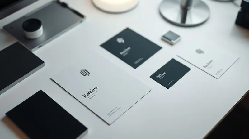 photorealistic, professional photography, 8K, cinematic lighting, sharp focus, depth of field, shot on a high-end DSLR, a minimalist, elegant branding kit laid out on a clean desk, featuring a logo, color palette swatches, and typography samples, with a subtle glow around the elements, conveying sophistication and thoughtful design.