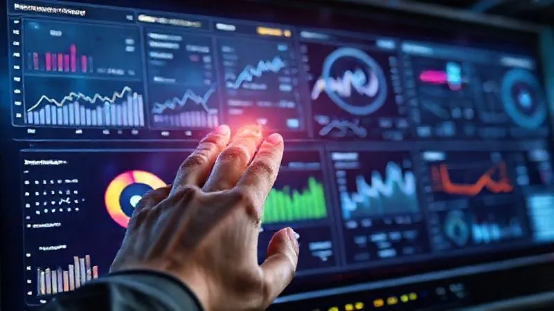 A photorealistic image of a sleek, futuristic dashboard displaying various CRM and marketing automation metrics. Data visualizations like graphs and charts are prominent, with lines connecting different digital tools and platforms. A subtle human hand interacts with a holographic interface. Cinematic lighting, sharp focus, depth of field, 8K hyper-detailed, shot on a high-end DSLR.