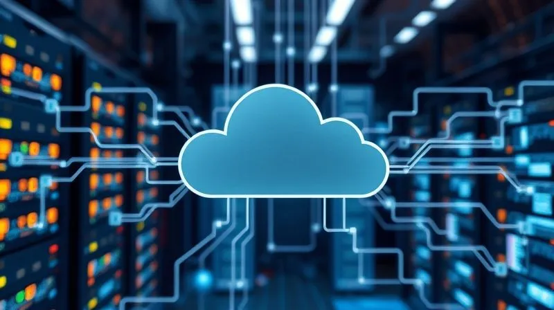 A photorealistic, professional photography, 8K, cinematic lighting image of a complex, interconnected cloud computing infrastructure diagram, with data flowing seamlessly between virtual servers, storage, and networking components. Sharp focus on the intricate connections, depth of field blurring the background, shot on a high-end DSLR.