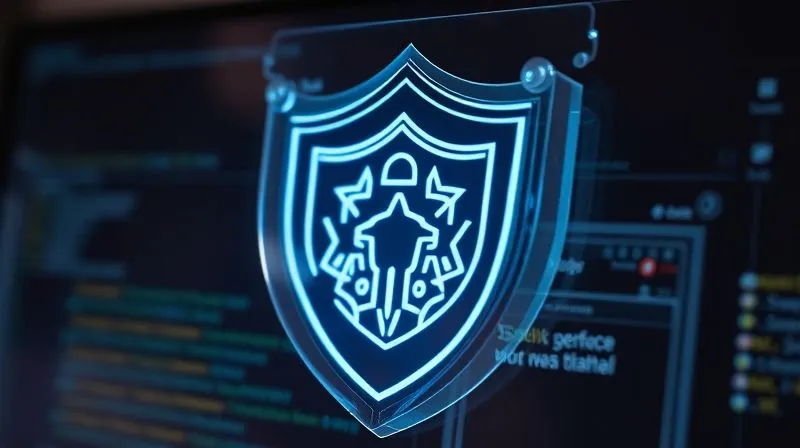A photorealistic image of a transparent glass shield protecting a glowing, intricate tech blog logo on a digital screen. The shield symbolizes integrity and trust, with soft, cinematic lighting highlighting its clarity. Professional photography, 8K, sharp focus on the shield and logo, depth of field blurring the background, shot on a high-end DSLR, conveying transparency and protection of brand values.
