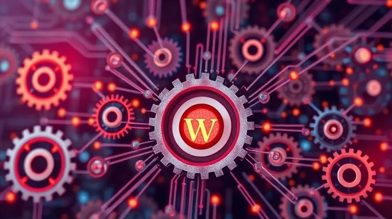 A photorealistic image of a complex network of interconnected digital gears and data streams flowing seamlessly, representing automation and intelligent tools working in harmony to optimize a dropshipping business. Cinematic lighting, sharp focus on the central gears, depth of field blurring the background, 8K hyper-detailed, professional photography, shot on a high-end DSLR.