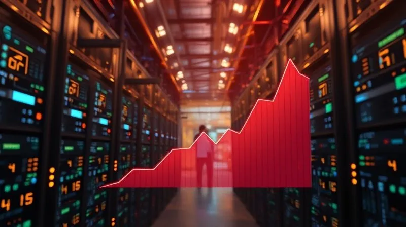 A photorealistic image of a complex network of interconnected servers glowing with data streams, expanding dynamically. In the foreground, a digital graph showing a sharp upward trend in website traffic with no performance degradation. Cinematic lighting, sharp focus, depth of field, 8K, professional photography, shot on a high-end DSLR.
