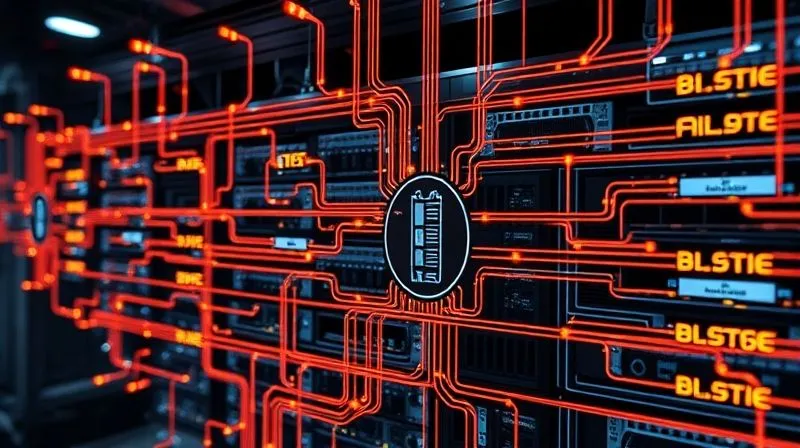 A photorealistic intricate network diagram showing multiple redundant pathways and backup servers, with glowing lines representing data flow, highlighting failover mechanisms. The image should convey complexity and reliability, sharp focus, cinematic lighting, 8K hyper-detailed, shot on a high-end DSLR.