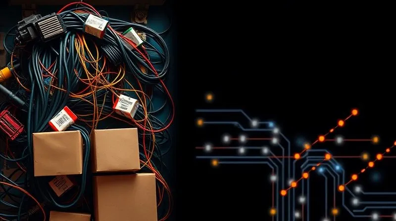 A photorealistic image showing two sides of a website: one side is cluttered with many heavy, slow-loading elements (represented by tangled wires and heavy boxes), while the other side is sleek, minimalist, and fast-loading (represented by clean lines and glowing data streams). Cinematic lighting, sharp focus, depth of field, 8K hyper-detailed, professional photography, shot on a high-end DSLR.