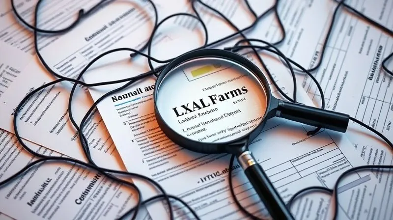 A photorealistic image of a complex, intertwined web of legal documents and tax forms, with a magnifying glass highlighting specific terms, all under a harsh, analytical light. Professional photography, 8K, cinematic lighting, sharp focus, depth of field, shot on a high-end DSLR.