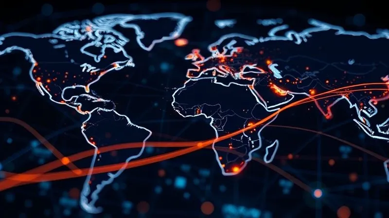 A photorealistic image of data packets traveling rapidly across a global network represented by glowing lines connecting continents, symbolizing a Content Delivery Network (CDN). Cinematic lighting, sharp focus on the data flow, depth of field blurring the background of a digital map, 8K hyper-detailed, professional photography.