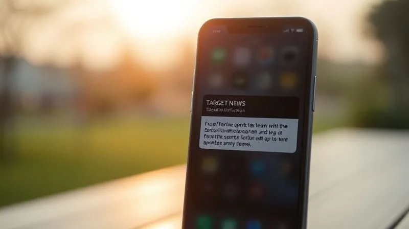 A photorealistic image of a smartphone screen displaying a targeted news notification. The notification is concise and relevant, perhaps about a user's favorite sports team winning. The background is a blurred, peaceful morning scene, suggesting the notification arrived at an appropriate time. Cinematic lighting, sharp focus on the phone, depth of field, 8K hyper-detailed, professional photography, shot on a high-end DSLR.