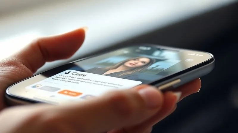 A photorealistic close-up of a smartphone screen displaying a compelling social media ad. The ad features a bold, contrasting call-to-action button, a high-quality product image, and a small, subtle overlay of customer testimonials or star ratings, all designed for maximum conversion. Cinematic lighting, sharp focus on the screen, depth of field blurring the hands holding the phone, 8K hyper-detailed, professional photography.