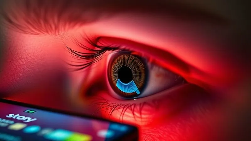 A photorealistic close-up of a human eye looking intently at a smartphone screen displaying a vibrant web story, with subtle glowing lines connecting the eye to the screen, representing engagement and seamless user experience. Cinematic lighting, sharp focus on the eye and screen, depth of field, 8K hyper-detailed, shot on a high-end DSLR.