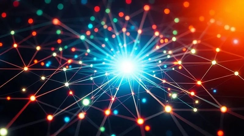 A photorealistic image of a vibrant, interconnected network of digital content pieces, with a central, glowing node representing a newly filled content gap. The network is expanding outwards, showing growth and reach. Cinematic lighting, sharp focus, 8K hyper-detailed, professional photography, shot on a high-end DSLR.