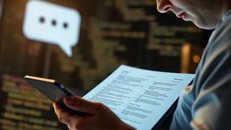 A photorealistic image of a person reading a digital manual or documentation on a tablet, with lines of code flowing in the background. A chat bubble icon hovers nearby, representing support. Cinematic lighting, sharp focus on the tablet and person, depth of field blurring a complex network of digital connections. 8K hyper-detailed, professional photography.