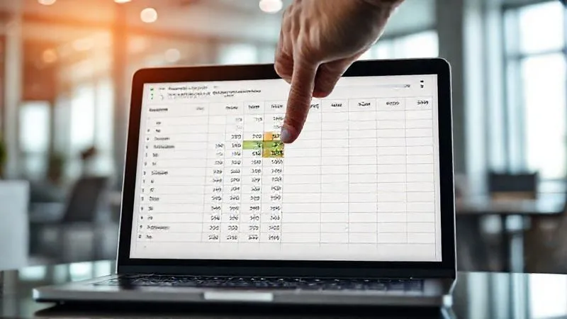 A photorealistic image of a detailed financial spreadsheet on a laptop screen, showing columns for monthly revenue and a clear 'limit' line. A hand points to a cell that is approaching the limit. The background is a blurred, modern office setting. Cinematic lighting, sharp focus on the screen, depth of field blurring the background. 8K hyper-detailed, professional photography, shot on a high-end DSLR.