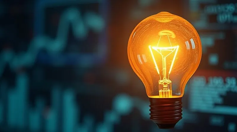 Photorealistic image of a glowing lightbulb with gears inside, symbolizing innovation and a clear value proposition, set against a blurred background of abstract digital data, cinematic lighting, sharp focus on the lightbulb, depth of field, 8K hyper-detailed, shot on a high-end DSLR.