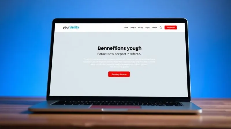 A photorealistic, clean, and modern landing page design on a laptop screen, with a clear call-to-action button highlighted. The page features compelling headlines and benefit-driven bullet points. Professional photography, 8K, cinematic lighting, sharp focus on the screen, depth of field, shot on a high-end DSLR.