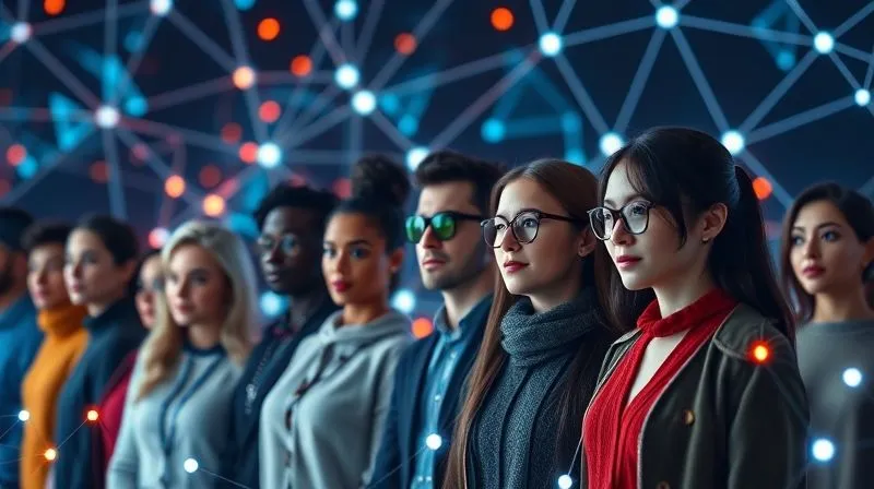A photorealistic, professional photography, 8K, cinematic lighting, sharp focus, depth of field, shot on a high-end DSLR. A diverse group of stylized customer avatars, each with distinct preferences, being seamlessly connected by glowing data lines to personalized product recommendations and tailored marketing messages on a futuristic digital interface. The background is a vibrant, interconnected network, symbolizing a highly personalized e-commerce ecosystem.