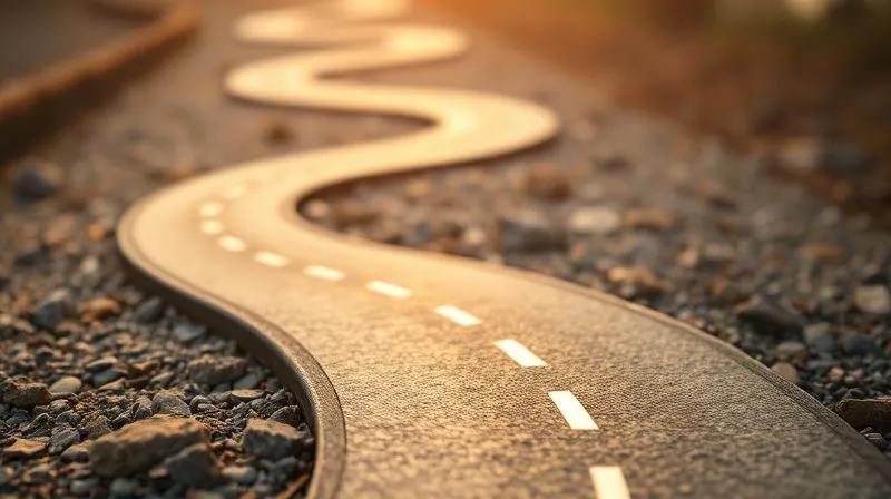 A photorealistic, professional photography, 8K, cinematic lighting, sharp focus, depth of field, shot on a high-end DSLR, showing a winding path representing a customer journey, with different content types (blog icon, ebook icon, video icon) strategically placed along the path, leading to a 'conversion' finish line. The path is illuminated by a soft glow.