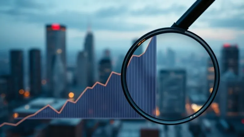 A photorealistic image of a growth chart or a financial graph with an upward trend, overlaid with a magnifying glass zooming in on a specific, thriving segment of the graph, representing strategic growth and specialization. The background is a blurred cityscape, suggesting global reach. Cinematic lighting, sharp focus on the chart, depth of field blurring the background, 8K hyper-detailed, professional photography, shot on a high-end DSLR, symbolizing business scaling and targeted expansion.