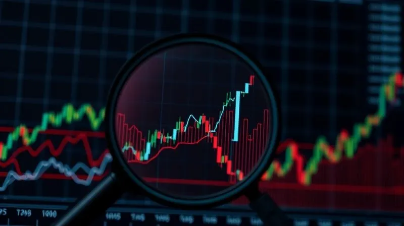 A photorealistic image of a complex financial graph with multiple intersecting lines, one line prominently showing a steady upward trend, representing optimized ROI. A magnifying glass hovers over a specific data point, emphasizing precise analysis and continuous improvement. Professional photography, 8K, cinematic lighting, sharp focus, depth of field, shot on a high-end DSLR.