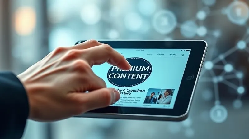 A photorealistic image of a hand tapping on a tablet screen, revealing a clean, modern news article interface with a 'Premium Content' badge. In the background, a subtle, abstract representation of data streams and connected networks, conveying exclusivity and valuable information. Cinematic lighting, sharp focus on the tablet and hand, depth of field. 8K, professional photography, shot on a high-end DSLR.