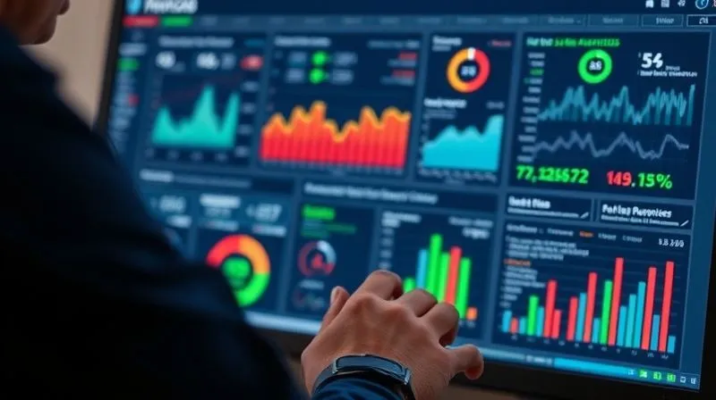 A photorealistic, professional photography, 8K, cinematic lighting, sharp focus, depth of field, shot on a high-end DSLR, showing a developer's hands analyzing a complex web analytics dashboard on a monitor, with various graphs and metrics related to website performance, highlighting Core Web Vitals scores in green and red, with a subtle glow around the positive metrics.