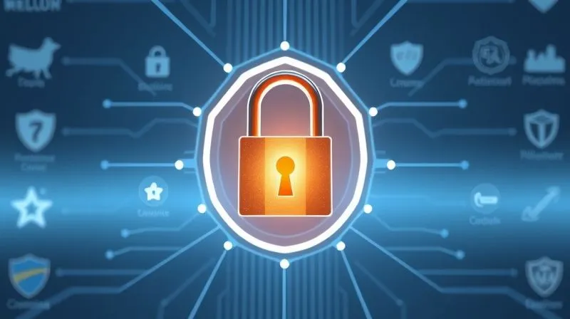 A photorealistic image of a secure padlock icon integrated into a sleek digital form, surrounded by subtly glowing trust badges and logos of well-known companies. The background is a clean, professional interface, emphasizing data security and credibility. Professional photography, 8K, cinematic lighting, sharp focus, depth of field.