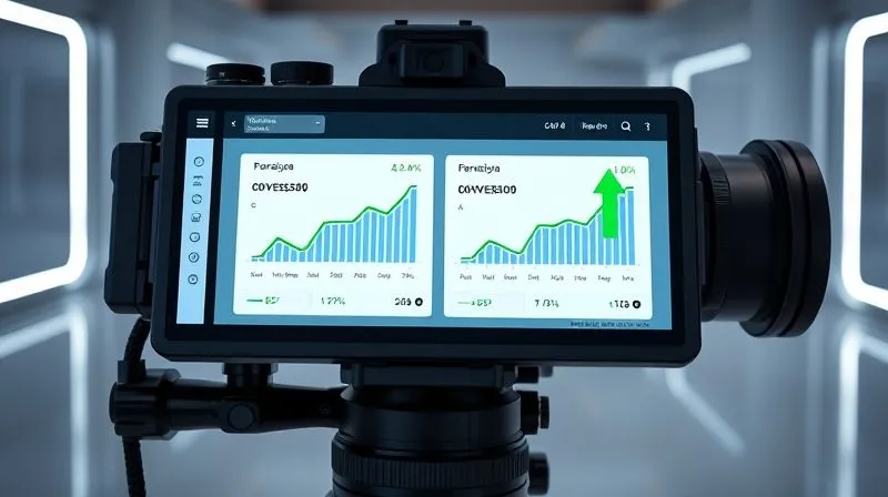 Photorealistic, professional photography, 8K, cinematic lighting, sharp focus, depth of field, shot on a high-end DSLR. A digital dashboard displaying A/B testing results with two distinct versions of a landing page (A and B) side-by-side, overlaid with real-time conversion metrics and green upward arrows indicating success, in a minimalist tech environment.