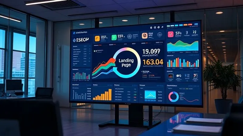 Photorealistic, professional photography, 8K, cinematic lighting, sharp focus, depth of field, shot on a high-end DSLR. A vibrant, multi-channel marketing dashboard on a large screen, displaying metrics for SEO, social media ads, email campaigns, and paid search, all pointing towards a central 'landing page' icon, with data flows showing qualified traffic generation.
