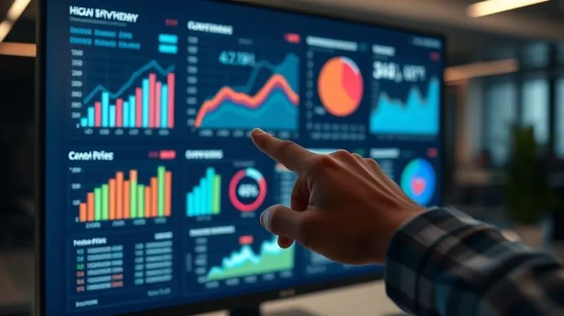 Photorealistic, professional photography of a data dashboard on a large monitor, displaying various A/B test results with clear graphs showing conversion rate improvements. A hand points to a specific metric, illuminated by cinematic lighting. Sharp focus on the data, depth of field blurring a modern office background. 8K hyper-detailed, shot on a high-end DSLR, conveying data-driven decision making and success.