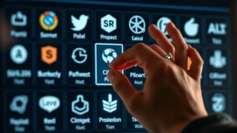 A photorealistic image of a person's hand meticulously selecting from a digital interface displaying various survey platform logos, with some blurred and others in sharp focus, symbolizing careful choice. Cinematic lighting, 8K, depth of field.