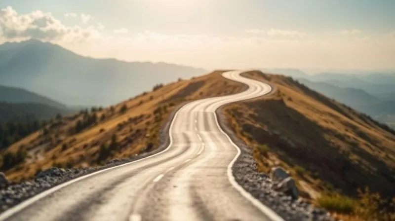 A photorealistic image of a winding, uphill road symbolizing challenges, with a bright, clear path ahead representing solutions, all within a modern, digital landscape. Data points and AI interfaces subtly integrated into the scenery. Cinematic lighting, sharp focus on the path, depth of field, 8K hyper-detailed, professional photography, shot on a high-end DSLR.