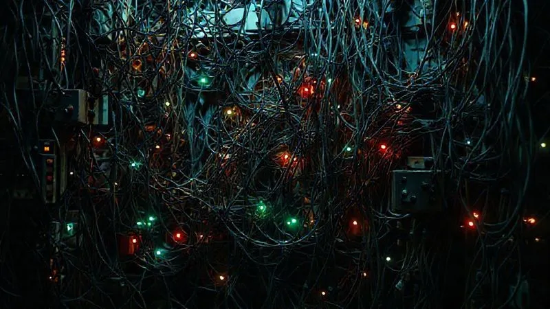 A photorealistic image of a tangled, complex network of old computer wires and blinking lights, with a single, clear, modern data stream trying to navigate through it, symbolizing the challenges of legacy API systems. Cinematic lighting, sharp focus on the contrast, 8K hyper-detailed.