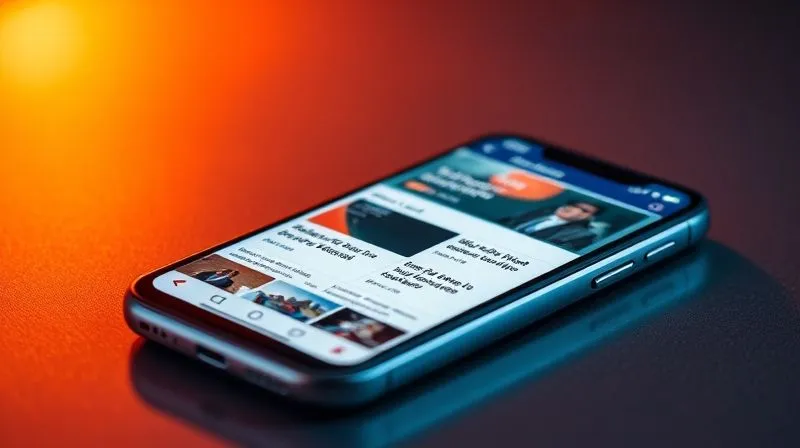 A photorealistic image of a sleek, modern smartphone displaying a news app with a clean, intuitive interface. The screen shows a well-organized feed with sharp text and vibrant images, conveying speed and ease of use. Professional photography, 8K, cinematic lighting, sharp focus on the phone screen, depth of field, shot on a high-end DSLR.
