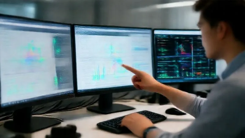 A photorealistic image of a data analyst's desk, with multiple screens displaying complex A/B testing results, conversion rate optimization funnels, and real-time user analytics. A focused hand is pointing at a key metric. Professional photography, 8K, cinematic lighting, sharp focus on the screens, depth of field, shot on a high-end DSLR.