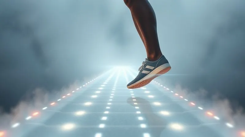 Photorealistic image of a single, determined step being taken onto a glowing digital pathway stretching into the distance, symbolizing deliberate action and progress in a new venture. The path emerges from a mist of uncertainty, with clear, sharp focus on the foot and the immediate path. Cinematic lighting, 8K hyper-detailed, shot on a high-end DSLR.