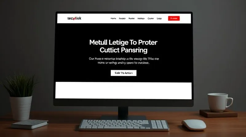 A photorealistic image of a minimalist website layout on a desktop screen, highlighting clear visual hierarchy with prominent headlines and a distinct call-to-action button. Cinematic lighting, sharp focus, 8K hyper-detailed.