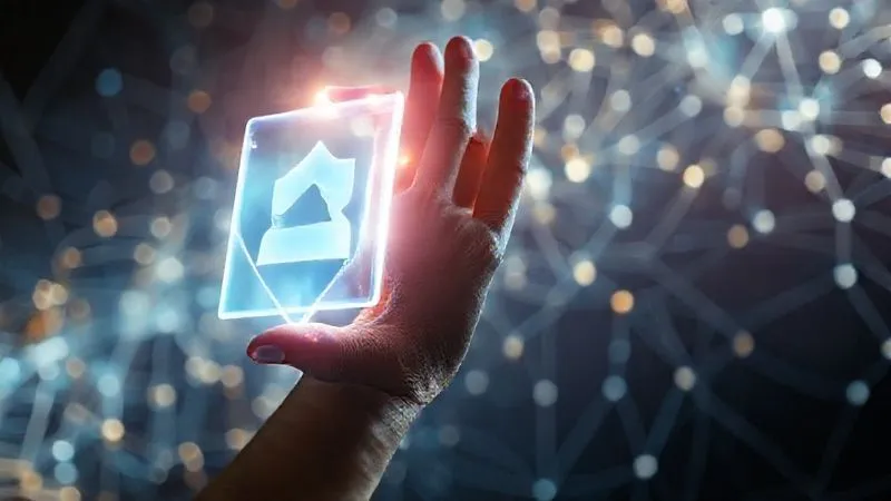 A photorealistic image of a digital image being 'copied' with a glowing, ethereal hand, while a strong, transparent shield made of light energy attempts to block the action. The background shows a chaotic network of interconnected devices. Cinematic lighting, sharp focus on the shield and hand, depth of field blurring the background. 8K hyper-detailed, professional photography, shot on a high-end DSLR.